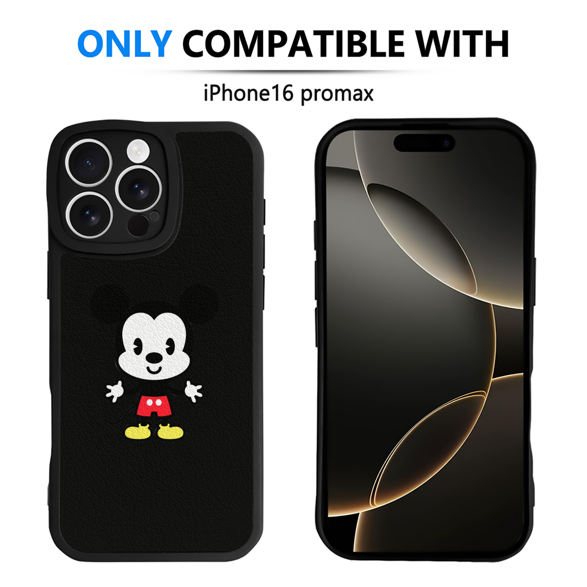 （画像用） ミッキーマウス Mickey Mouse 【iPhone 16シリーズ対応】シリコンスマホケース（レザー調） 材質：シリコン